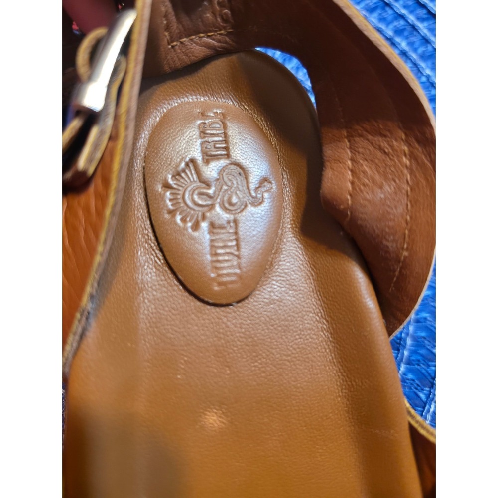 Divine Tribe Womens Leather Gladiator Sandals Cognac Brown Strappy Toe Loop 38 - Picture 5 of 7